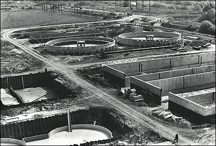 Rozestavná istika odpadních vod za elektrárnou v dob okolo roku 1980.