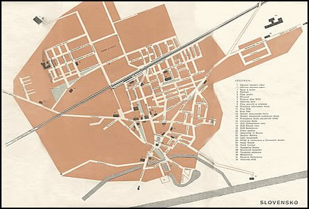 Mapa msta okolo r. 1960