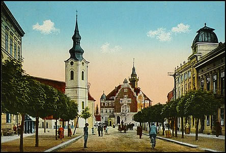 Pohled Rynkovou ulicí k námstí v roce 1910.