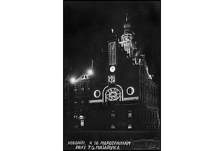 Vzdoba radnice k 80. narozeninm T.G.M. v roce 1930