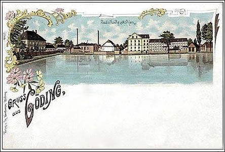 Redlichovy mlýny na pohlednici z roku 1900.