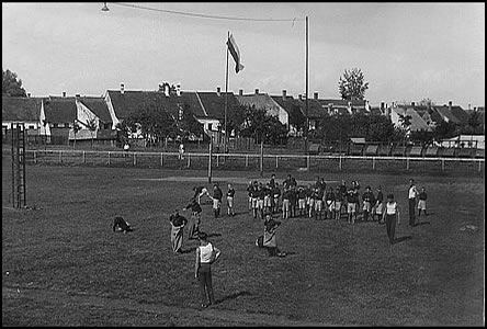 Sokolský stadion v roce 1930, v pozadí ást Rybá od mostu pes Moravu.
