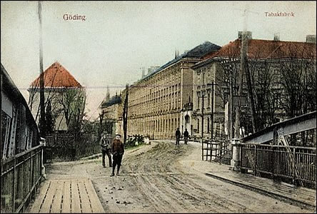 Most pes rameno Moravy u Tabákové továrny v roce 1917.