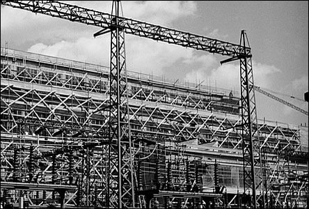 Výstavba hodonínské elektrárny v padesátých letech minulého století.